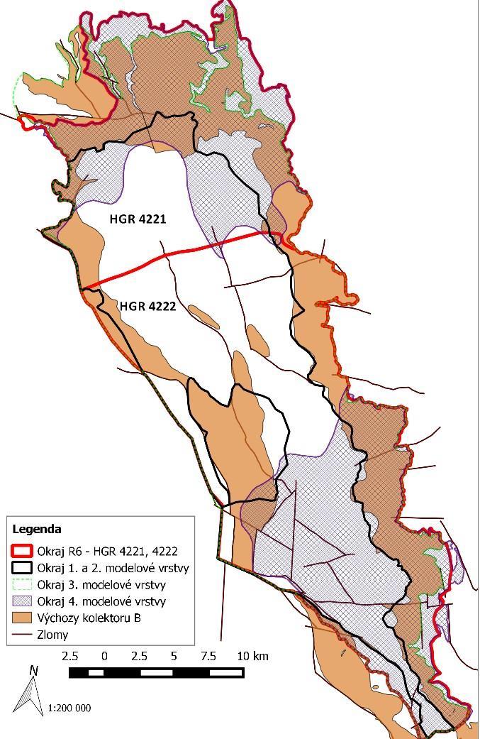 Obrázek 6-27 Situace modelového regionu 6 Podorlická křída Modelové zhodnocení proudění podzemní vody pro oblast hydrogeologického rajonu (HGR) 4222 Podorlická křída v povodí Orlice je zpracováno v