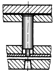 Při větších průměrech dříku střižníků (50 až 250 mm) se používají dělené střižníky (obr. 25). Obr. 24 Vedený střižník [16] Obr.