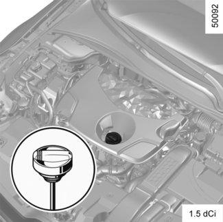 HLADINA MOTOROVÉHO OLEJE: doplňování/plnění (1/2) 1 2 2 2 1 1 Doplnění a naplnění Vozidlo musí stát na rovném povrchu, motor musí být zastavený a