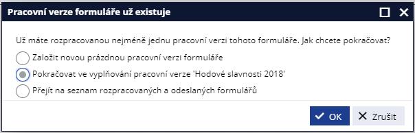 dotačního Programu a titulu. Dále zde vidíme u symbolu termín zobrazení formuláře a u symbolu termín odeslání formuláře.