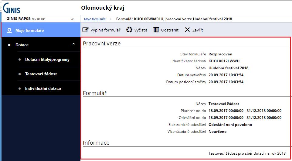 Do této sekce jste automaticky přesměrování při přihlášení do systému, případně se do ní dostane kliknutím v levém menu.