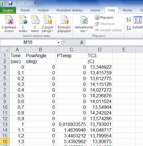 Následně se Vám do sešitu Excelu načtou data z daného plastometrického testu viz obr. 7.