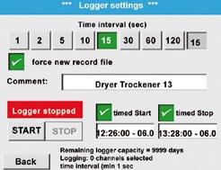 Záznamník dat Naměřené hodnoty jsou ukládány v jednotce DS400 mobile v případě volby integrovaný data logger. Časový interval lze libovolně nastavit.