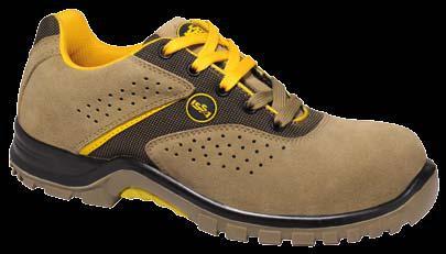 High cut footwear made of split suede leather upper part, bi-density PU injected outsole with TPU anti torsion insert. High grip performances on soil. Recommended for outdoor jobs.