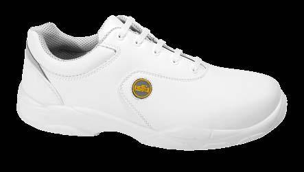 WHITE 41618 FLAKE EN ISO 20345 SB EA SRC Bezpečnostní obuv se doporučuje do potravinářského průmyslu, PU podešev a kompozitní špička.