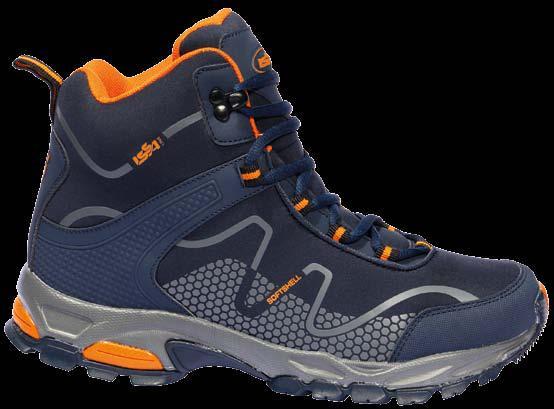 No safety low cut footwear made of water repellent resistant softshell fabric with membrane;