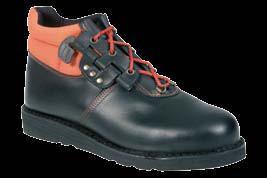 High cut footwear made by embossed grain leather upper part. Steel toe cap and steel midsole.