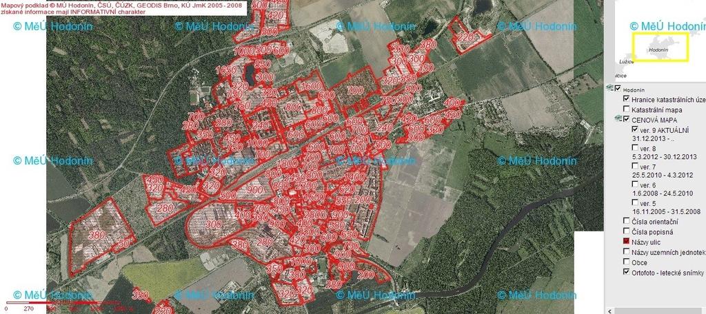 Obrázek 30 - Cenová mapa města Hodonín Obr: Cenová mapa http://82.113.59.50:8000/tms/mu_new/index.php?