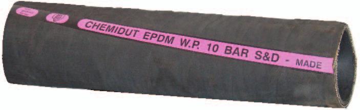 CHEMITEC EPDM /SPL Kód 0 Tlaková a sací hadice pro chemikálie - C až + C : Textilní výztuha, ocelová spirála Pryž EPDM - èerná, chemicky odolná Pryž EPDM - èerná, odolná otìru a ozónu s textilním