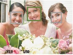 Detekcia tváre Slúži na detekciu a zaostrenie tvárí, aby všetky tváre boli čo najostrejšie v režime fotografovania. 2. Ak chcete zaostriť, stlačte do polovice spúšť závierky.