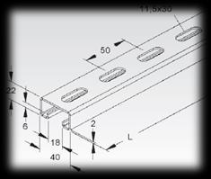 40x22x3000 t = 2 děrovaná 1,64 3 m F 2986/6 FL 40x22x6000 t = 2 děrovaná 1,64 6 m