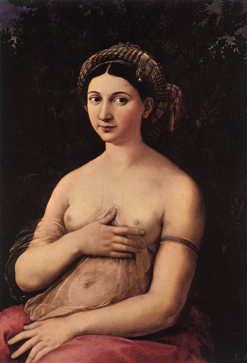 25. Portrét dívky (La Fornarina), Raffael Sanzio, 1518-19, olej na