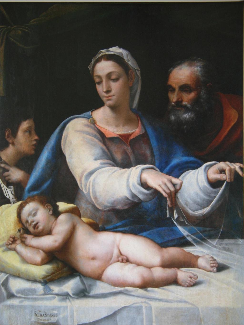 31. Madona s rouškou, Sebastiano del Piombo, před 1521, olej na