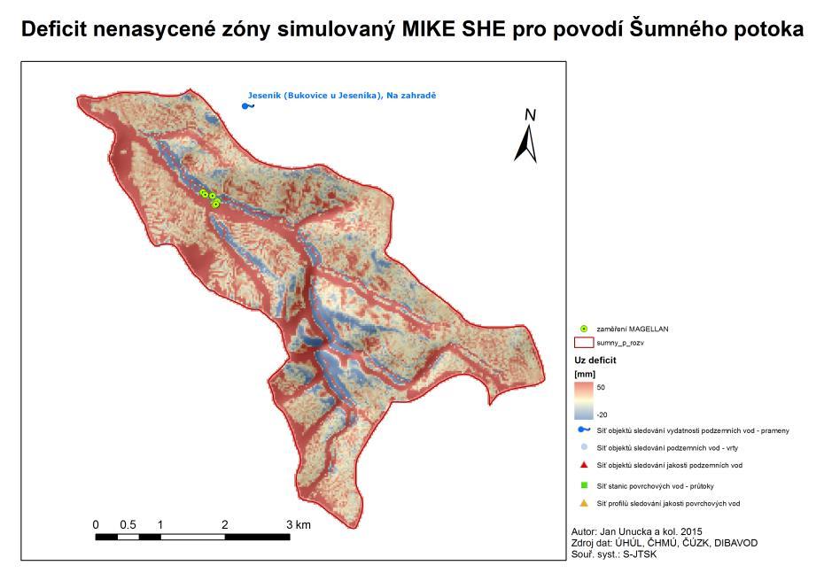 12 Deficit nenasycené zóny povodí Šumného potoka