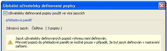 Potvrzení českého jazyka pro uživatelsky definované poisy v menu Soubor/Nastavení/Nastavení přistroje 3.