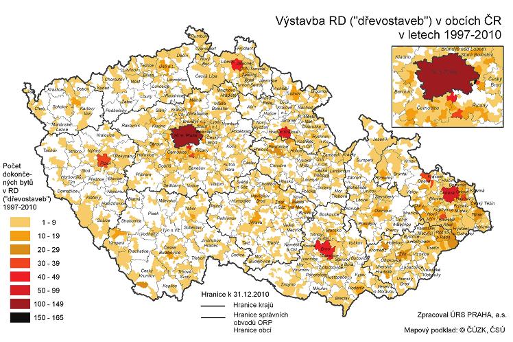 Z pohledu obcí bylo nejvíce byt v bytových domech ( d evostavbách ) dokon eno v obci Chýn (okres Praha-západ, 18 bytových dom se 128 byty), v Králov Dvo e (okres Beroun, 8 bytových dom s 27 byty) a v