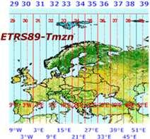 Evropský terestrický referenční systém (ETRS89) EPSG Identifikátor INSPIRE 3035 ETRS89-LAEA 3034 ETRS89-LCC ETRS89-Tmzn 3045 ETRS89-Tm33 3046 ETRS89-Tm34