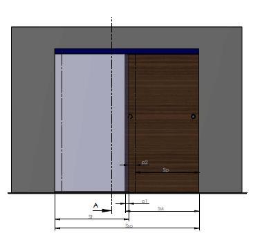 Jednokřídlé dřevěné dveře s fixní stěnou - montáž do průchodu Poloha zavřených dveří Poloha Vf otevřených dveří Vso Vp Vdk p2 Šířka fixního skla Sp P2 P1 Sf Sso Sdk šířka dřevěného křídla Vso výška