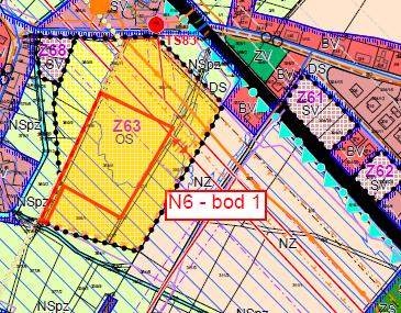zařízení). Lokalita Z63 je dotčena záplavovým územím Q100, ochranným pásmem nadzemního vedení VN el. energie a bezpečnostním pásmem VTL plynovodu.