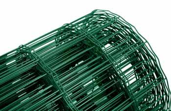 SVAŘOVANÉ SÍTĚ PILONET Zn + PVC ocelové dráty silně zinkované role o délce 25 m barva zelená role baleny ve smršťovací fólii běžné použití u oplocení zahrad, parků, továren, veřejných budov aj.