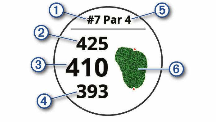 2 Vyberte možnost Golf. 3 Počkejte, až zařízení nalezne satelity. 4 Vyberte hřiště ze seznamu dostupných hřišť. 5 Jednotlivé jamky můžete procházet posunutím nahoru nebo dolů.