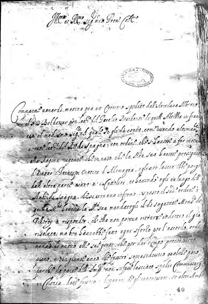 Ukázka dopisu nuncia z počátku 17.