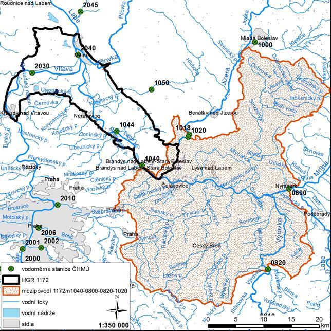 Povodí Lanžovského potoka leží zčásti v posuzovaném HGR 1151 a lze jej použít jako indikátor podzemního odtoku ze srážek v posuzovaném rajonu.