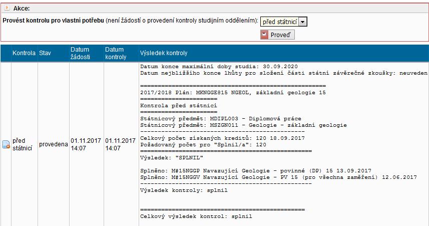 6: Další podmínky přihlášení Kontrola plnění podmínek k jednotlivým částem SZZK se provádí v modulu Výsledky zkoušek -