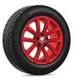 R16, v červené lesklé barvě Vigo 5JA 071 496J FL8 Kolo z lehké slitiny 7,0J 16" ET46 pro pneumatiky s rozměry 215/45 R16, v černé metalické barvě Mato 6V0 071 495