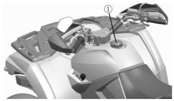 Brzdová kapalina Zkontrolujte hladinu brzdové kapaliny v přední a zadní nádržce před každým použitím ATV. Přední nádržka je umístěna na pravé straně řídítek.