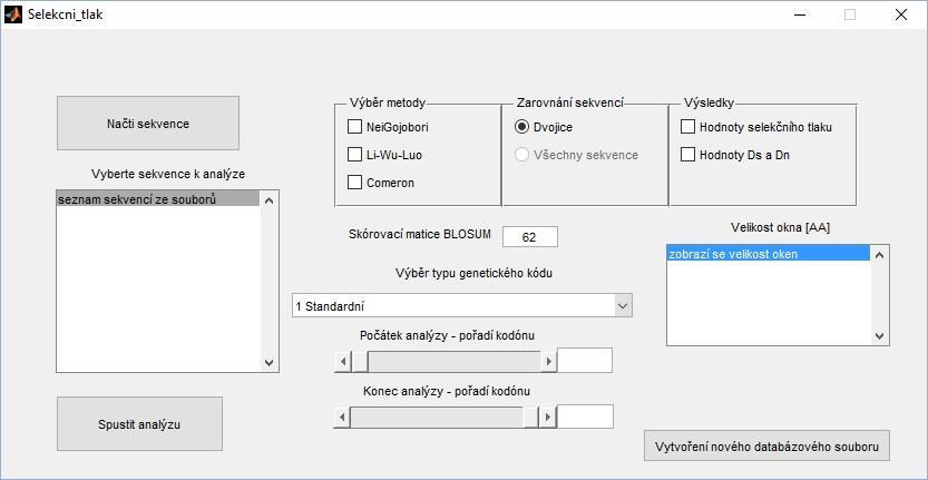 Přílohy Příloha č. 1 Manuál programu Program pro analýzu selekčního tlaku byl naprogramován v prostředí Matlab R2012b. Součástí programu jsou soubory: Slekcni_tlak.m a databaze.mat.