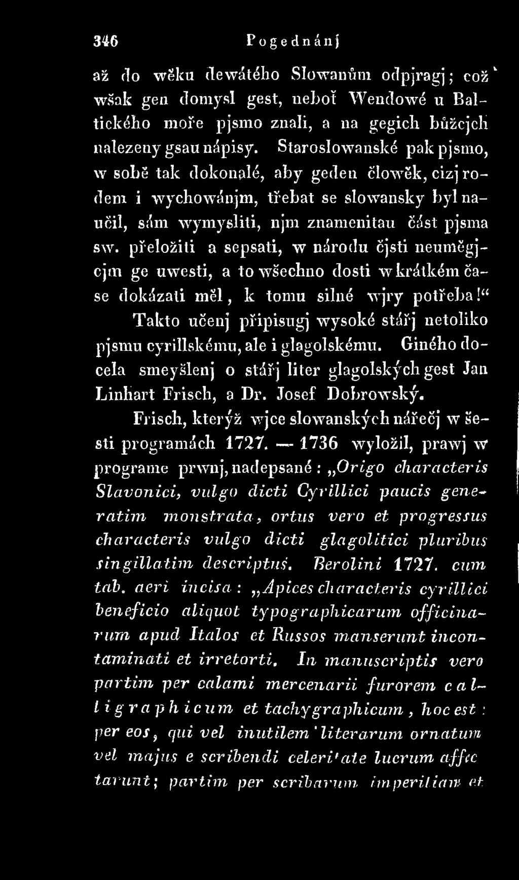 Frisch, kterýž v:jce slowanských nářečj w šesti programách 1727.