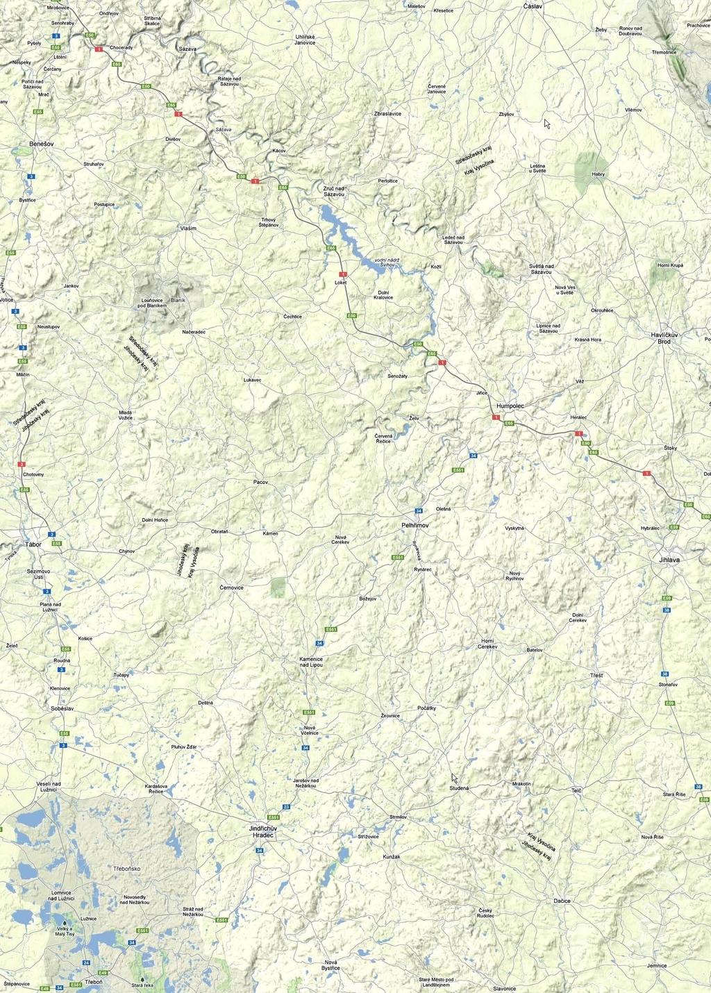 Abb. 2013-1/05-19 Karte der Böhmisch-Mährischen Höhe, westlicher Teil,