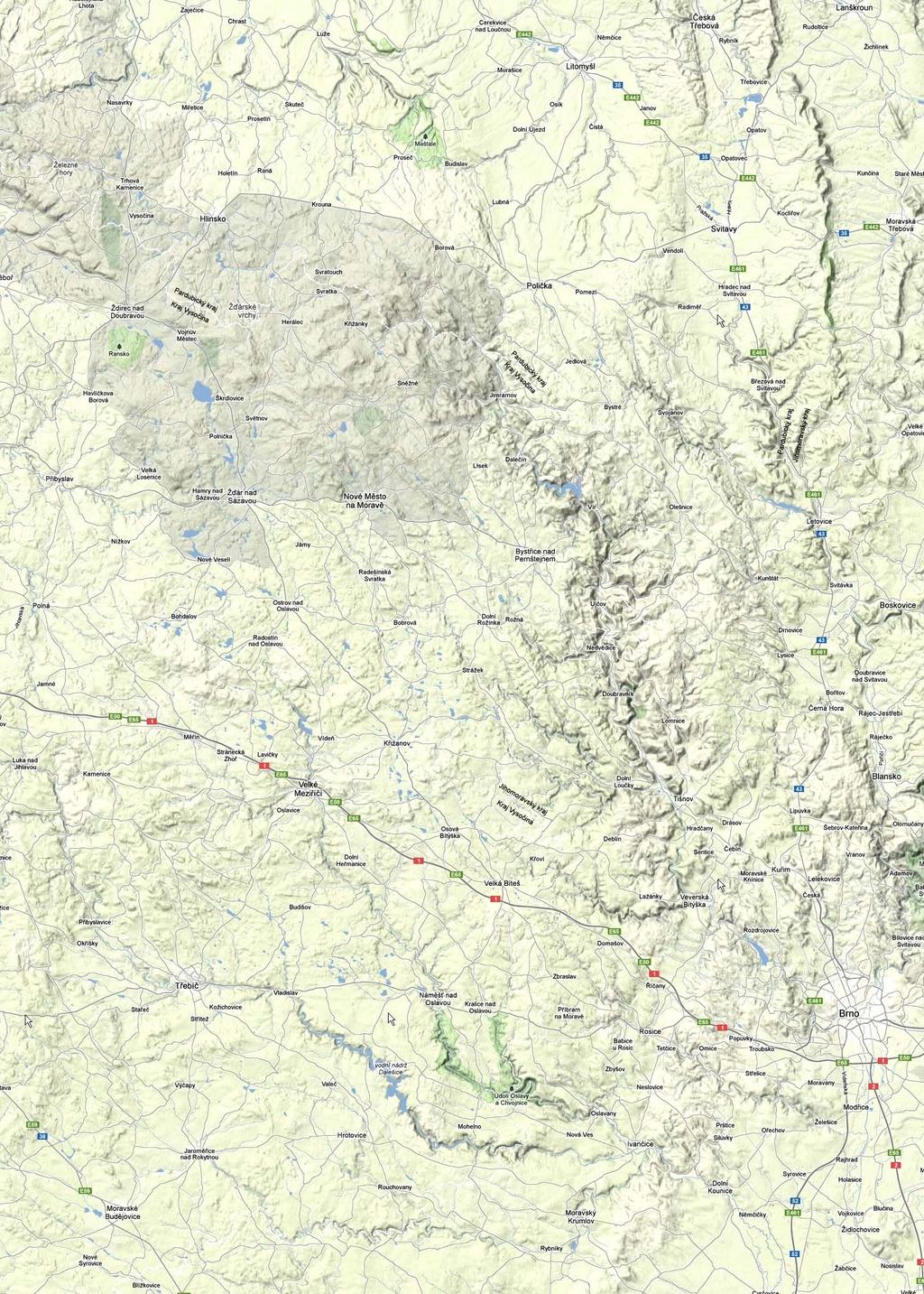 Abb. 2013-1/05-20 Karte der Böhmisch-Mährischen Höhe, östlicher Teil, aus