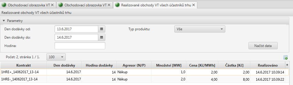 Den dodávky do definuje konečné datum dodávky pro výběr dat, implicitně nastaven na aktuální kalendářní den. Hodina pořadové číslo hodiny ve vybraném dni nebo vybraných dnech. Implicitně nevyplněno.