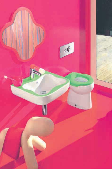Zaoblený tvar baterií curvepro koupelně propůjčuje hravost a zelený nebo červený