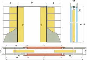 modulárních dveří není možné provést ventilační podříznutí na posuvném křídle. Možnosti za příplatek: Ocelová oválná nebo kulatá madla v zlaté barvě nebo v barvě chromu.