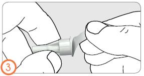 Připojte jehlu (2. až 6. krok) Pozor: Pro každou injekci použijte novou jehlu.