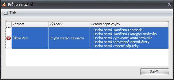 - Zablokovat přístup zablokuje přístup vybraným osobám na všechny snímače a to jak na ID karty, otisky, ale zablokuje i přihlášení osobě do SW Aktion.