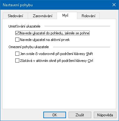 Kapitola 5 Funkce Zvětšovače 123 Myš Volby navádění ukazatele myši, umisťování a omezení pohybu ukazatele, usnadňují prohlížení obrazovky a pohyb po obrazovce.