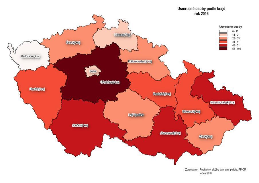 III. VÝVOJ SITUACE V OBLASTI BEZPEČNOSTI SILNIČNÍHO PROVOZU usmrcených osob V roce 2016 zemřelo při dopravních nehodách 545 osob (do 24 hodin), resp. 611 (do 30 dnů).