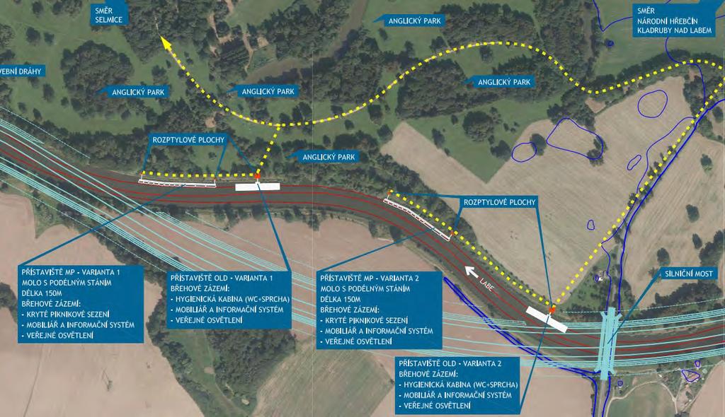 Přístaviště Kladruby / Řečany Rozsah záměru: plovoucí přístavní molo pro malá plavidla kapacita 8