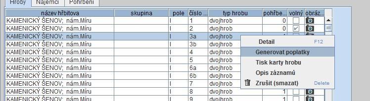 V případě, že generujeme poplatky v modulu Evidence hřbitovů a máme nastavenou vazbu na KEO-W, automaticky se vytvářejí evidenční záznamy v KEO-W Poplatcích.