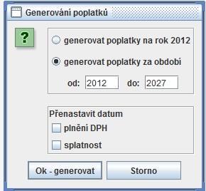 V případě potřeby je možné změnit datum plnění DPH nebo datum splatnosti: Stiskneme tlačítko Ok-generovat -