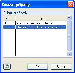 3 Práce s modulem RF-COMBI 2006 Smazat případ Obr. 3.34: Dialog Smazat případy Po spuštění této funkce z hlavní nabídky se nám nejdříve zobrazí seznam všech případů vytvořených v modulu RF-COMBI 2006.