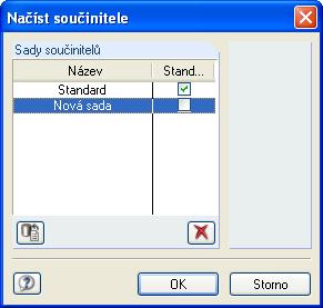 3 Práce s modulem RSCOMBI 2006 Obr. 3.14: Dialog Načíst součinitele Na prvním místě v seznamu se nachází pod názvem Standard sada součinitelů odpovídající normě. Tuto sadu nelze upravit ani smazat.