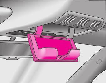 108 Sedadla a odkládací prostory Odkládací schránka na brýle* Odkládací schránka v předních dveřích Obr.