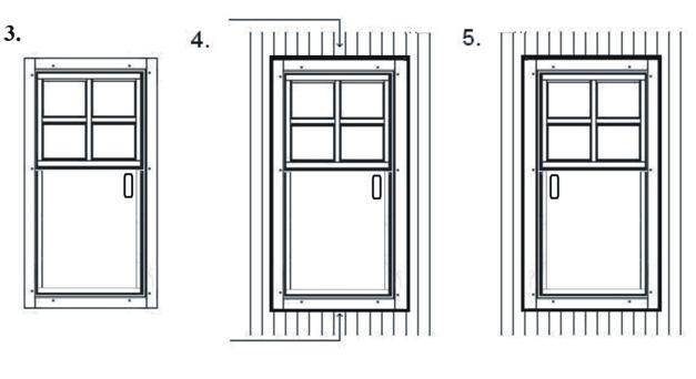 4.10. Dveře: Rám dveří bude sešroubován viz následující ilustrace: Přišroubujte lišty k rámu dveří viz. obrázek 1, 2, 3.
