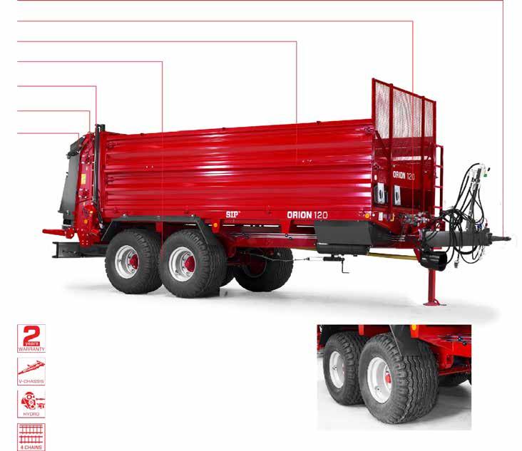 18 Rozmetadlo chlévské mrvy - ORION 120 19 ROZMETADLO CHLÉVSKÉ MRVY ORION 120 Dvounápravové rozmetadlo chlévské mrvy s celkovou hmotností 12 t.