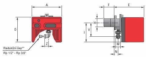 CELKOVÉ ROZMÉRY Hořák Model A D E F H I M N V Z FS3 252 215 230 100 91 165 3/8 Rp 37 132 25 FS5 272 233 295 100 91 180 Rp 1/2" 48 138 28 FS8 305 262 347